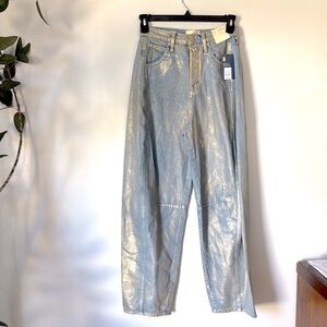 Universal Thread Blue and Gold Wide Leg Denim Five Buttons Closure Size 2